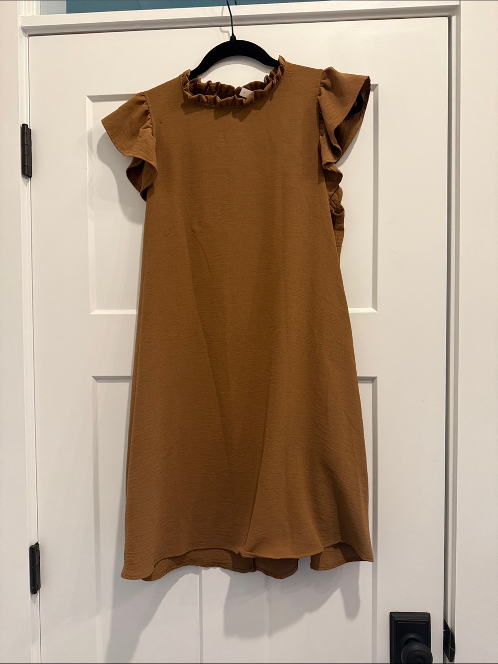 mts Ruffle Sleeve Dress - Brown